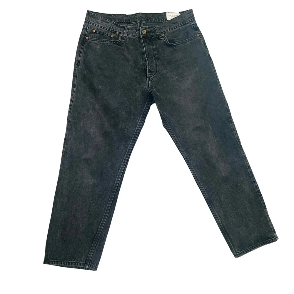 Rag & Bone Jeans Mens 34 Faded Black Straight Leg Button Fly Denim